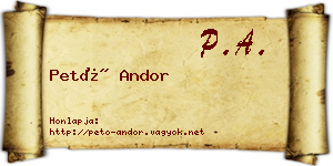 Pető Andor névjegykártya